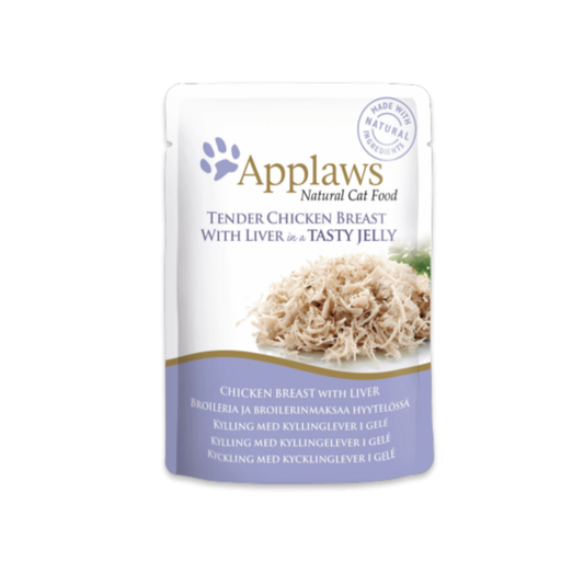 Applaws Adult Wet Cat Food - Chicken with Liver in Jelly, Grain and Potato Free, High Protein, 70 g (2.47 oz) Pouch