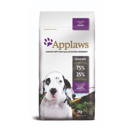 Applaws Large Breed Puppy Dry Food - 75% Chicken with Vegetables and Natural Extracts + Natural Omega 3 & 6, Active Pro-Biotic, Grain Free, 2 kg