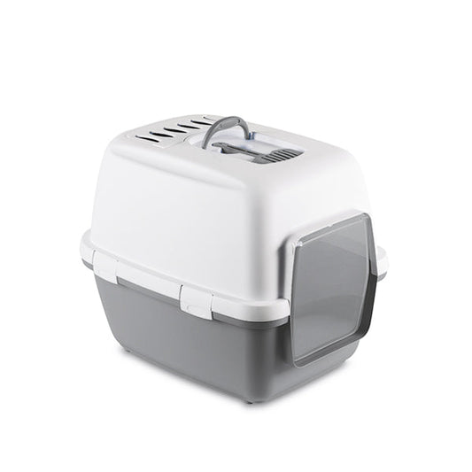 Cat Toilet CATHY COMFORT with lid (white/grey) 58x45x48 cm
