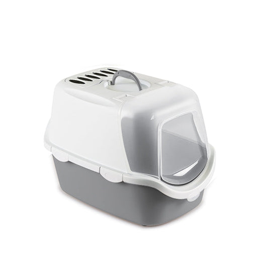 Cat Toilet CATHY with lid and filter (white/grey) 56x40x40 cm