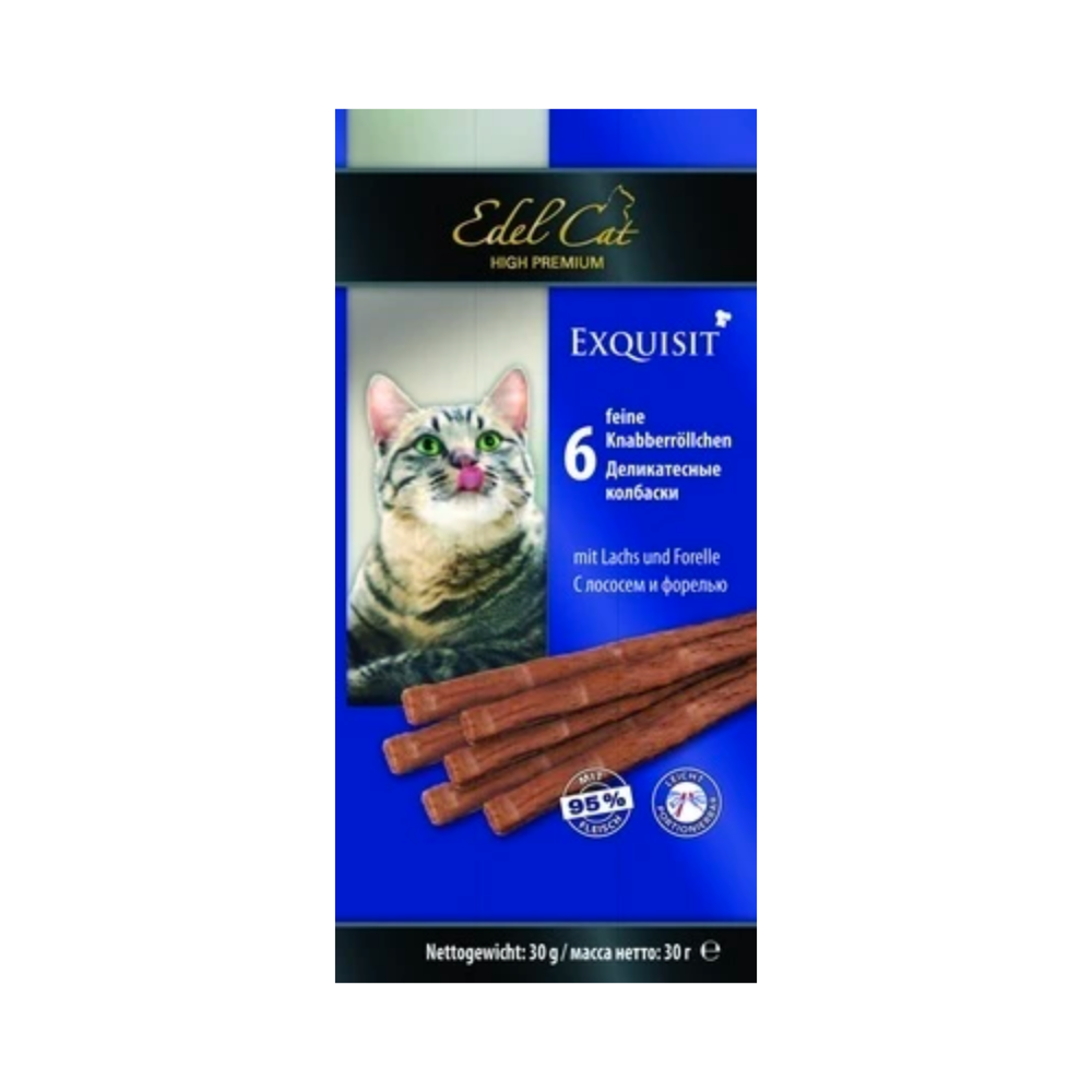 Edel Cat sausages for cats with salmon and trout, 6 x 5g