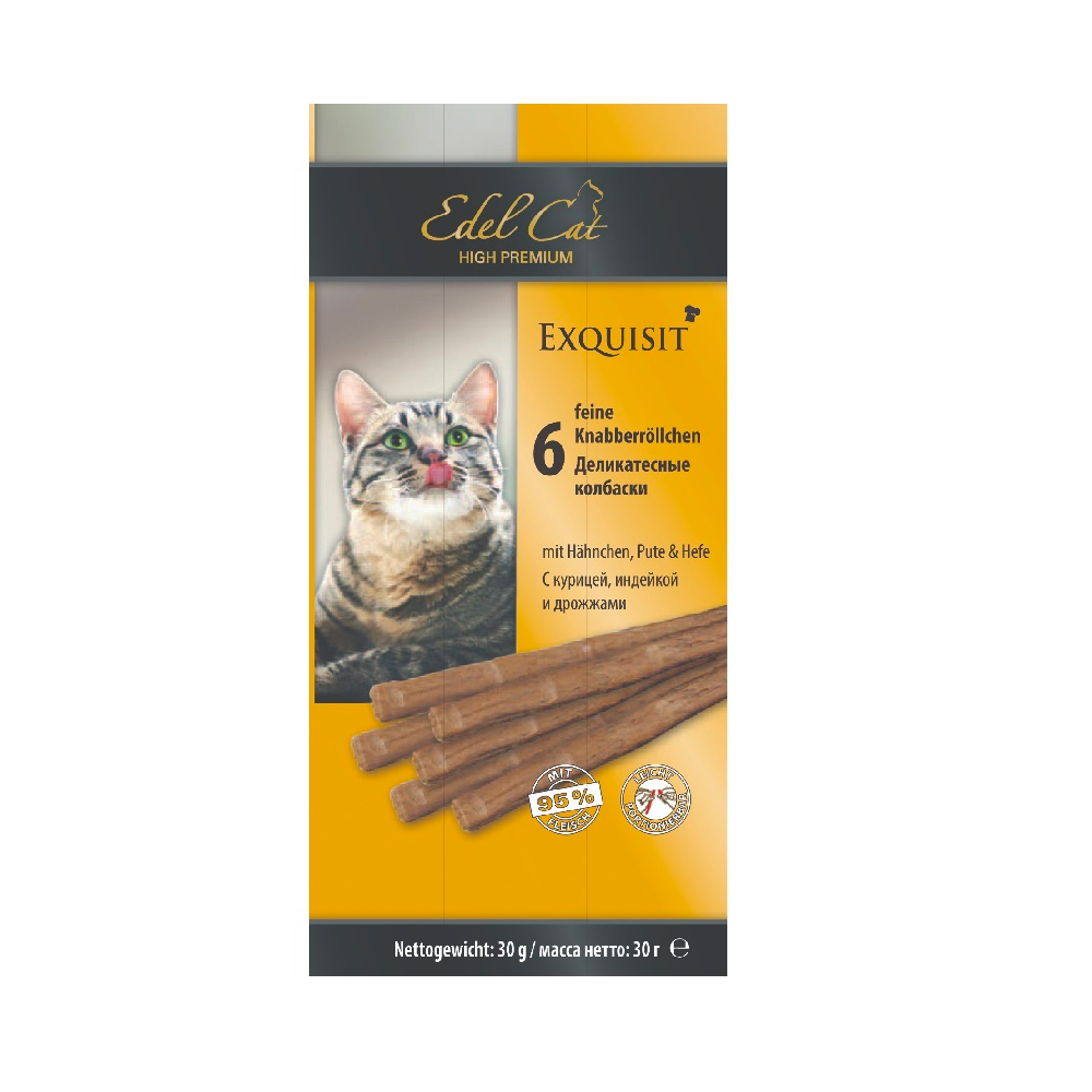 Edel Cat sausages for cats with chicken and turkey meat, 6 x 5g
