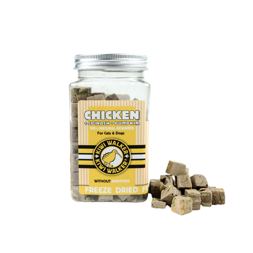 Kiwi Walker Friandises pour chiens et chats Poulet, épinards et citrouille 100g