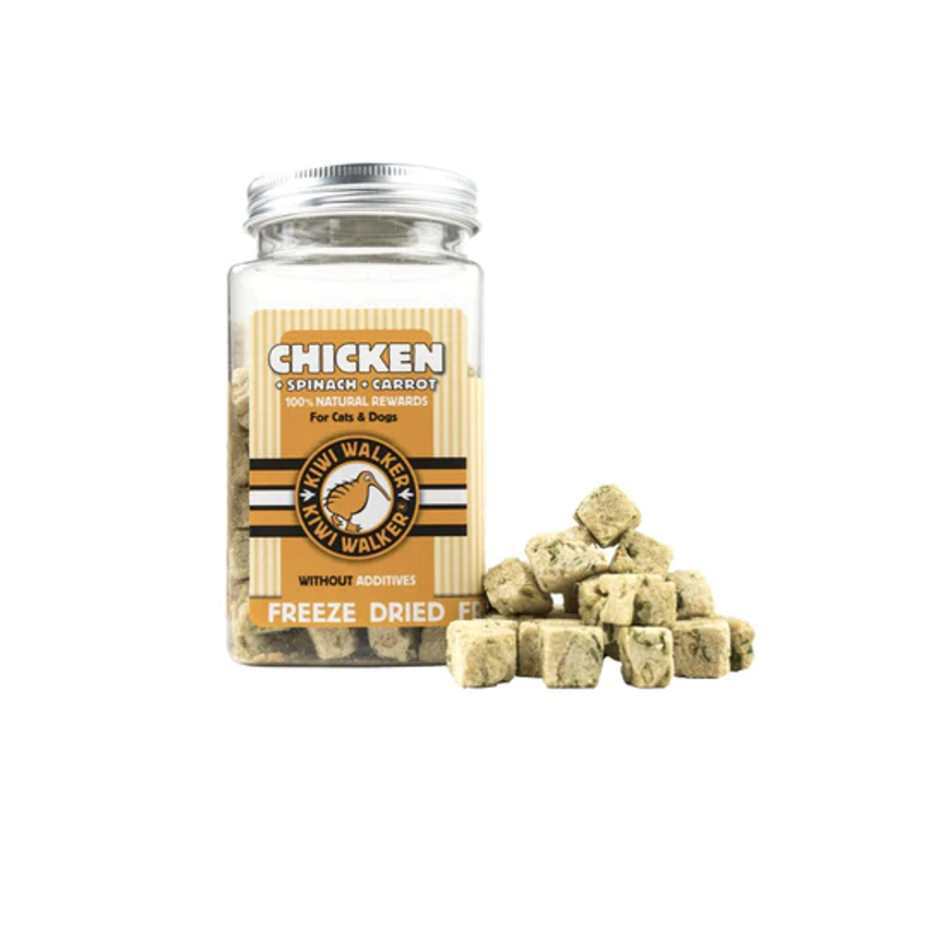 Kiwi Walker Friandises pour Chiens et Chats - Poulet aux épinards et carottes, 65g