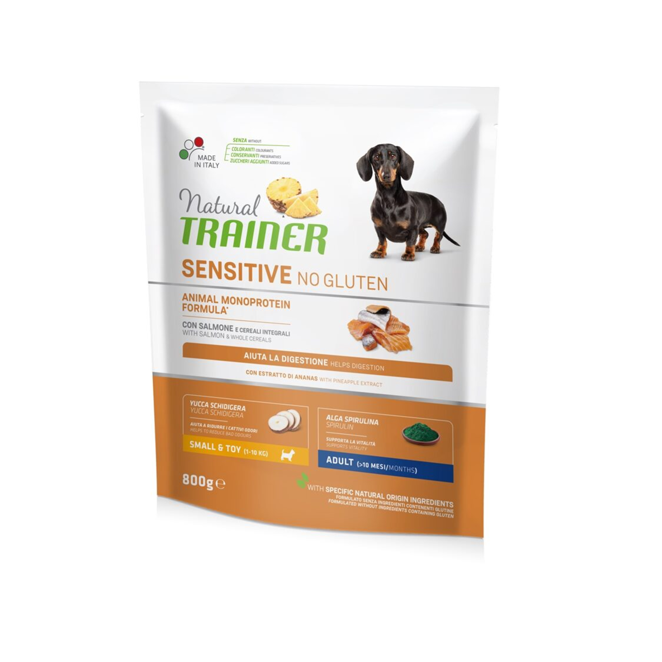 Natural Trainer Mini Adult Sensitive Dry Dog Food With Salmon 0.8kg