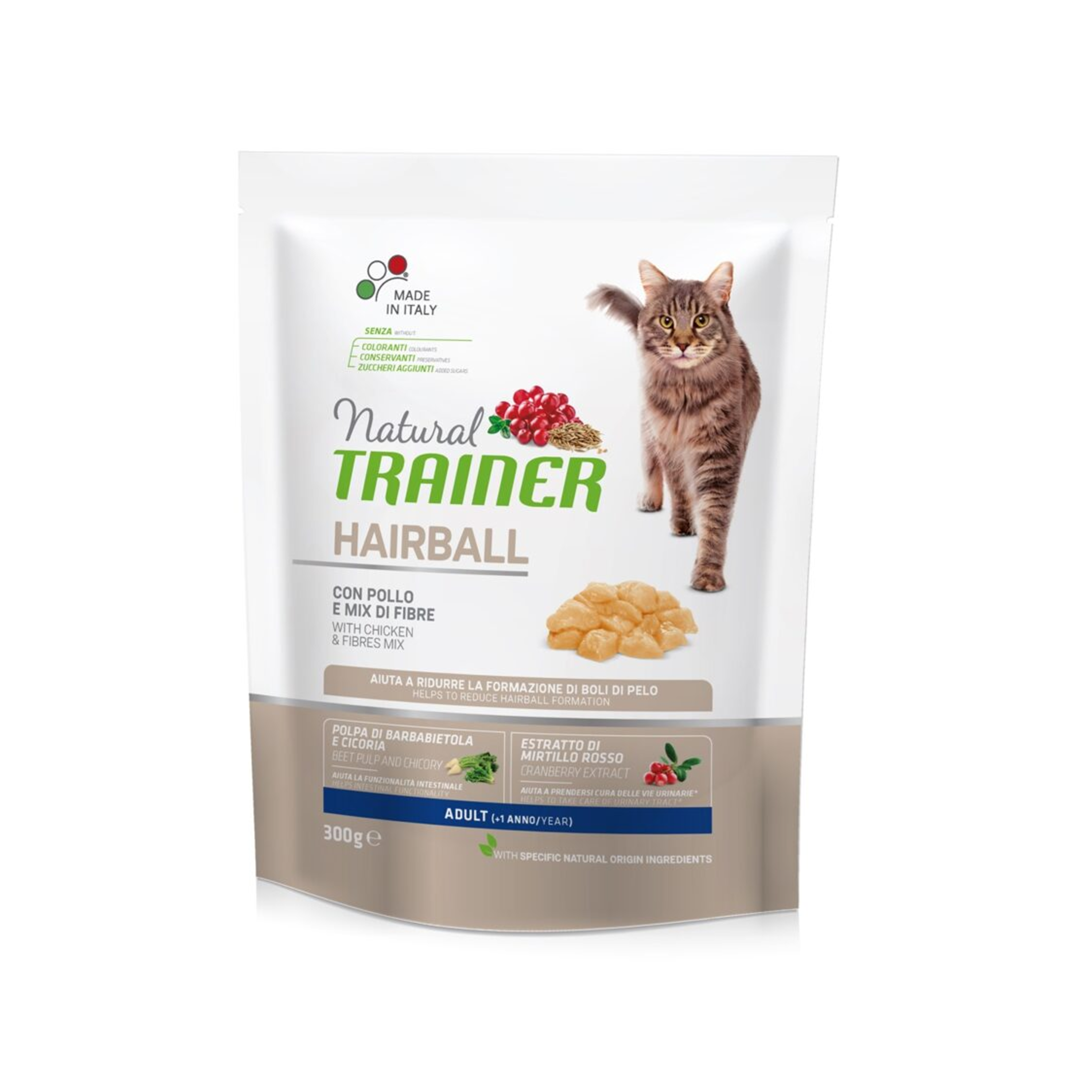 Natural Trainer Hairball Dry Cat Food With Chicken, 0,3kg