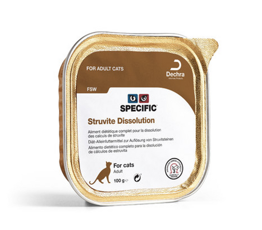 SPECIFIC™ Cat FSW Struvite Dissolution, mitrā barība kaķiem struvītu akmeņu šķīdināšanai, ar cūkgaļu 100 g