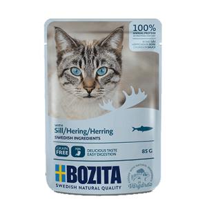 Bozita Adult Cat Hareng – Morceaux en sauce, nourriture humide pour chat, 85 g