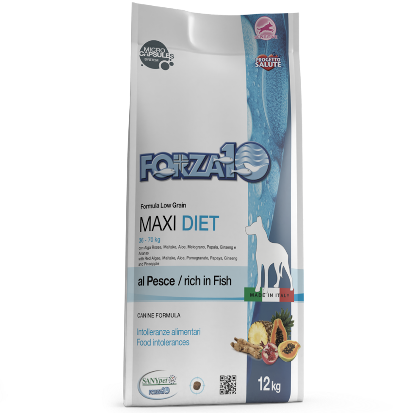 Forza10 Maxi Diet Sausā barība suņiem ar zivi, 12kg