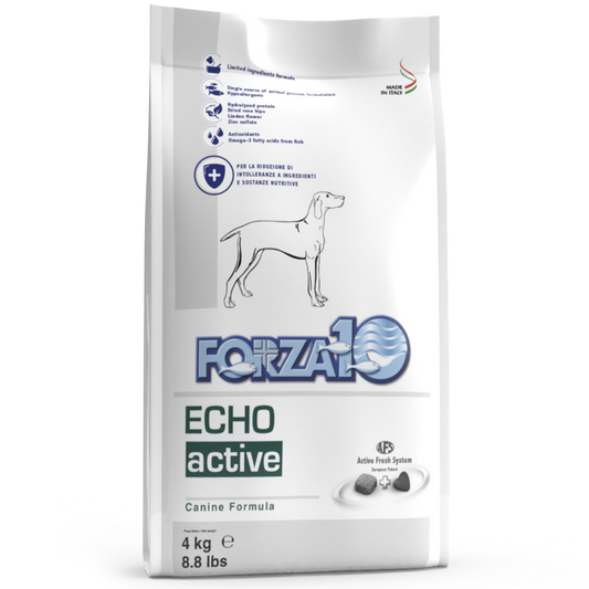 Forza10 Echo (Oto) Active Sausā Barība Pieaugušiem Suņiem - Uzturvielu nepanesamības mazināšanai ar zivi, 4 kg
