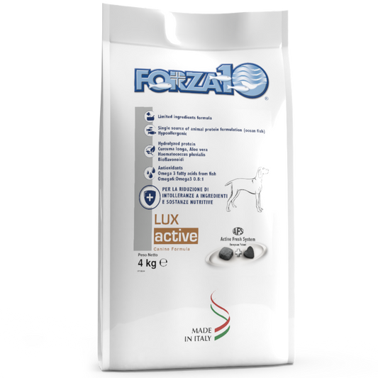 Forza10 Lux Active: Dry Food for Adult Dogs, Designed to Reduce Nutrient Intolerances, 4kg