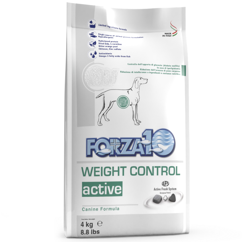 Forza10 Weight Control Active Sausā barība suņiem ar zivi liekā svara samazināšanai, 4kg