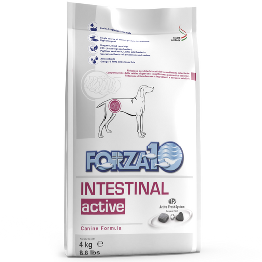 Forza10 Intestinal Active sausā barība suņiem ar zivi gremošanas grūtību novēršanai, 4kg