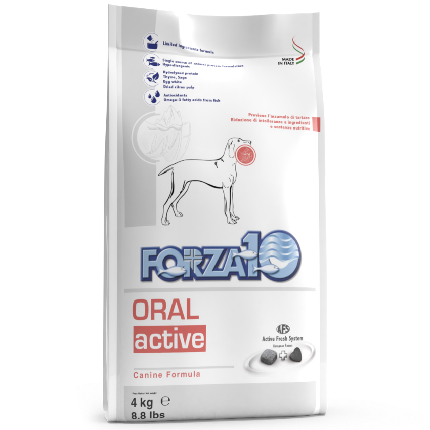 Forza10 Adult Dog Oral Active Trockenfutter für Hunde mit Seefisch, 4 kg