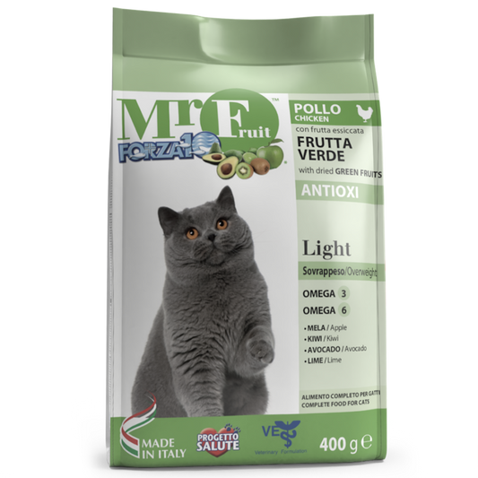 Forza10 Adult Cat Mr. Fruit Light Dry Food with Chicken and Green fruits, 0.4 kg