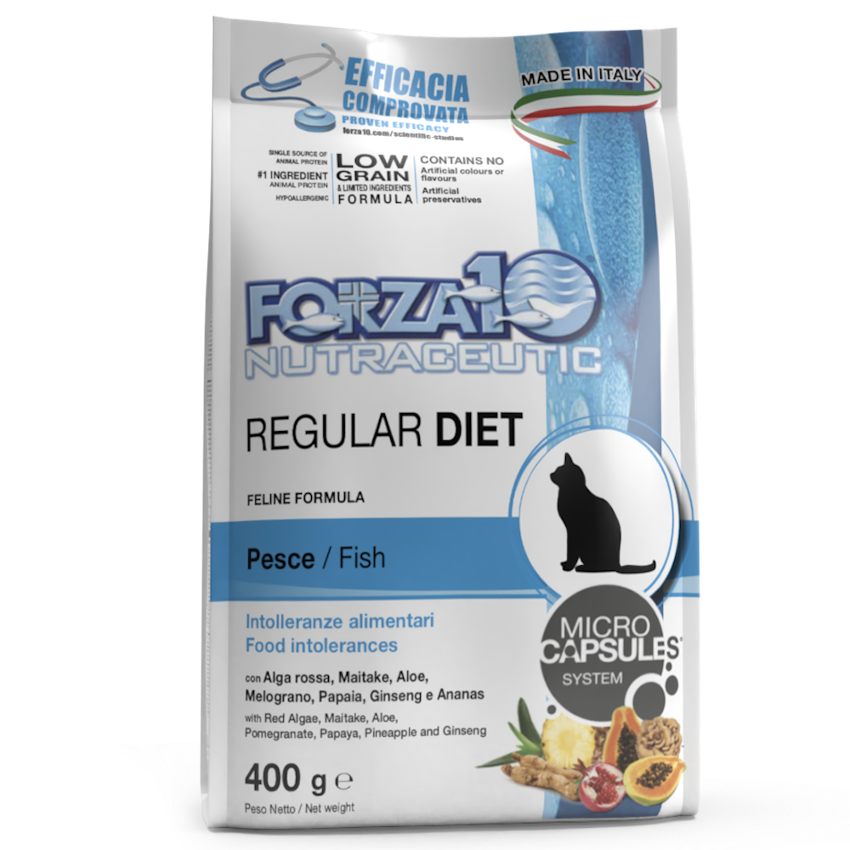 Forza10 Regular Diet Sausā barība kaķiem ar zivi, 0.4kg