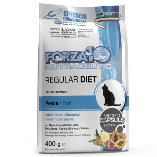 Forza10 Regular Diet Sausā barība kaķiem ar zivi, 0.4kg