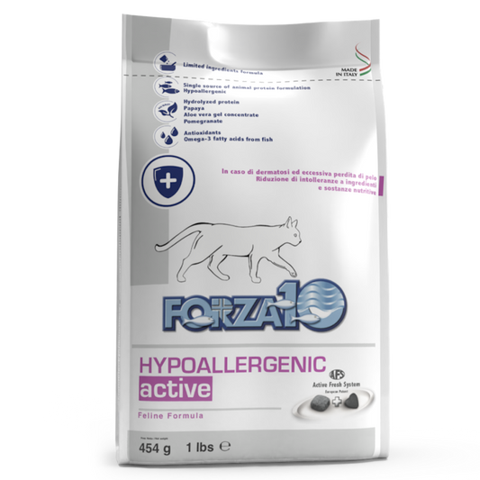 Forza10 Hypoallergenic Active Sausā barība kaķiem ar zivi dermatozes gadījumā, 454g