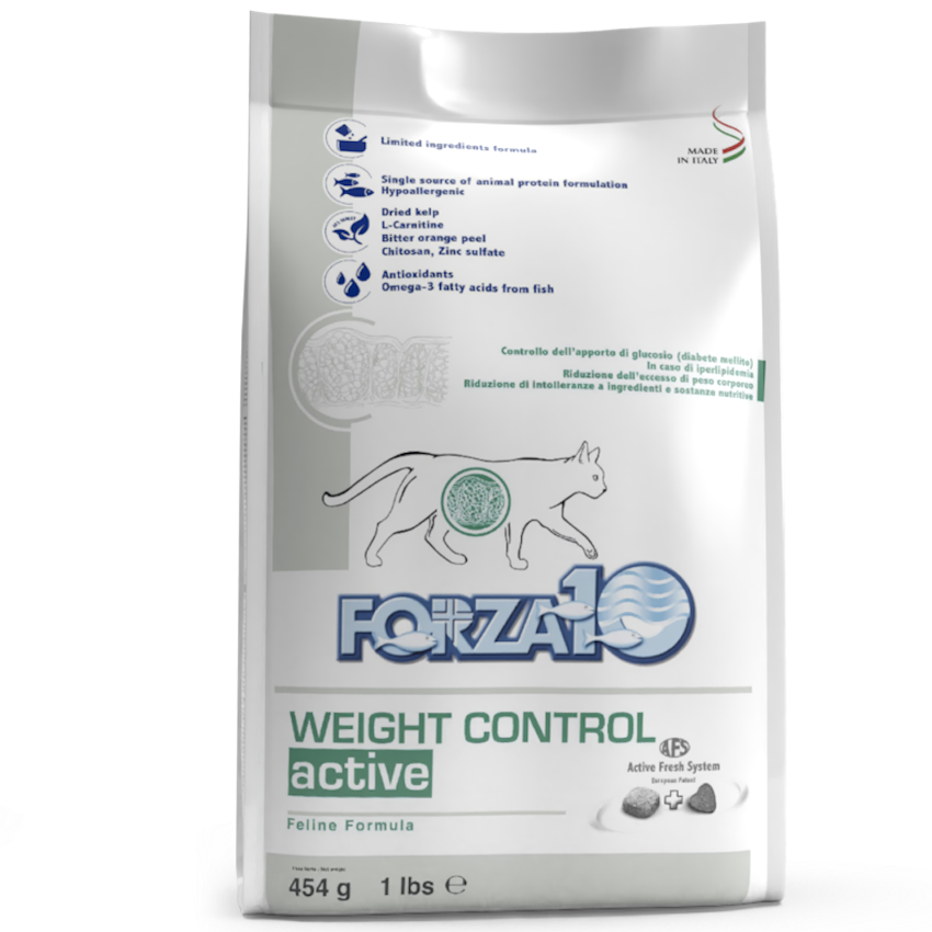 Forza10 Adult Cat Weight Control Active, alimento seco para gatos con pescado, 454 g