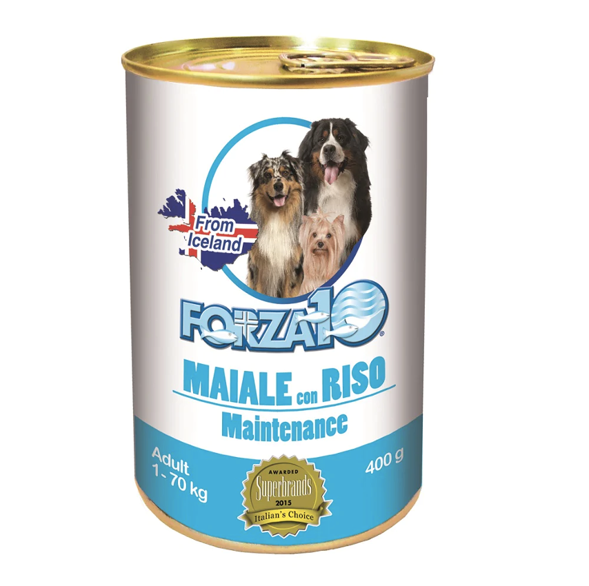 Forza10 Underhåll Våt Hundmat för Vuxna med Fläsk och Ris, 400g