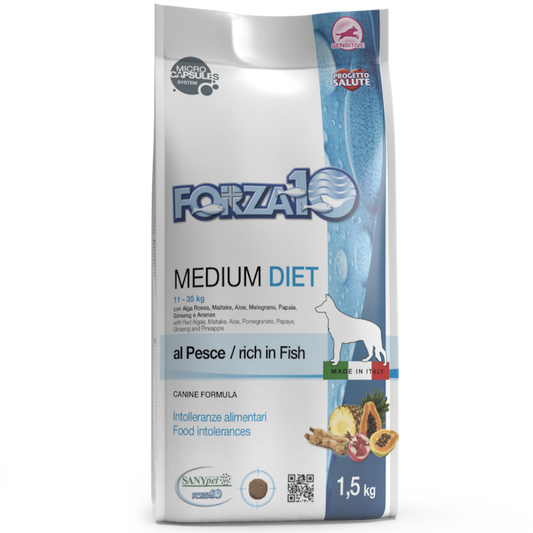 Forza10 Medium Diet Sausā barība suņiem ar zivi, 1,5kg