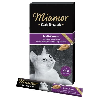 Miamor Malt Cream Kase Gardums ar sieru kaķiem spalvas izvadīšanai, 15g x 6