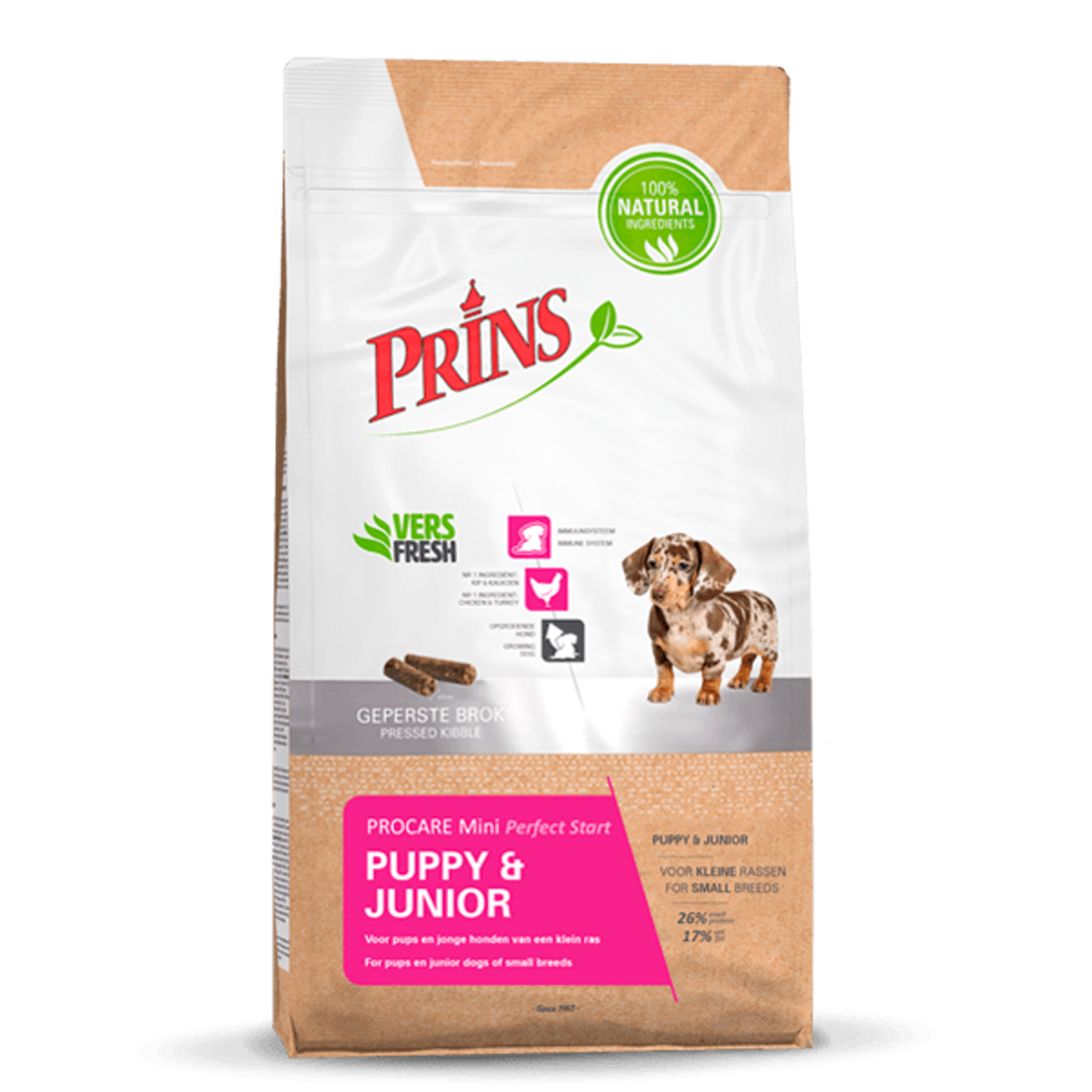 Prins Procare Mini PUPPY & JUNIOR Perfect Start Dry Dog Food With Chicken, 15kg