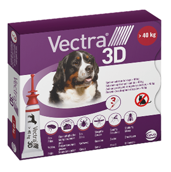 VECTRA 3D Solution For Instillation On The Skin Treatment and Control Of External Parasite Infestation In Dogs, 3 Applicators