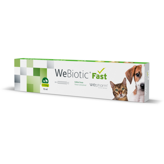 Wepharm® WeBiotic® Fast 15 ml pasta zarnu funkcijas uzlabošanai maza izmēra suņiem un kaķiem 1-12kg 